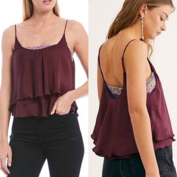INTIMATELY FREE PEOPLE NWT Turn It On Purple Sequin Bandeau/Cami Size XS LOASG - Picture 1 of 10